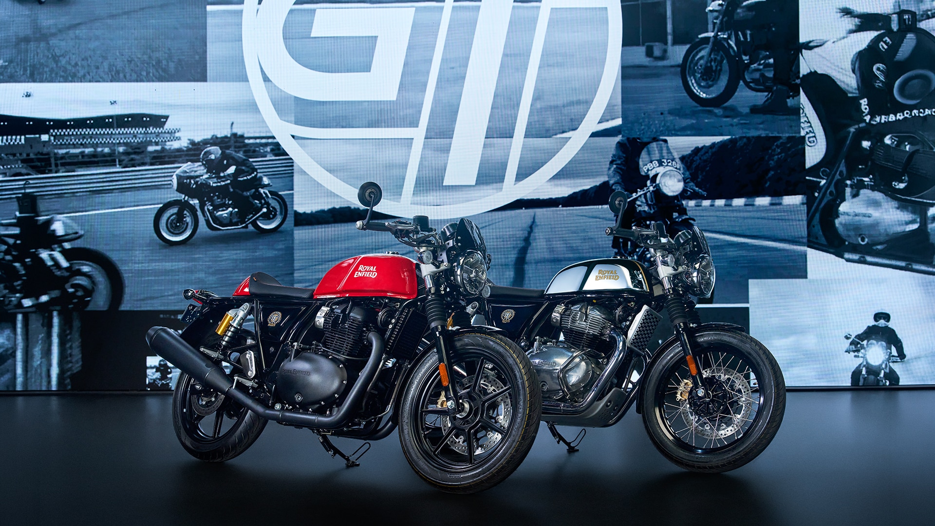 Rocker Red and Mr Clean 2026 Continental GT 650 motorcycles displayed together